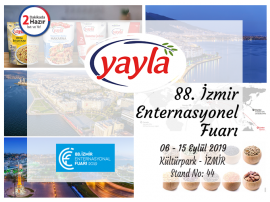 Yayla Bakliyat 6-15 Eylül tarihleri arasında İzmir’de düzenlenen 88. İzmir Enternasyonel Fuarı’na katılıyor.